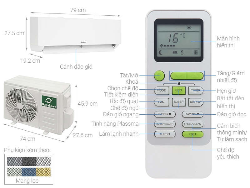 Máy lạnh Nagakawa Inverter 1.5 HP NIS-C12R2T28